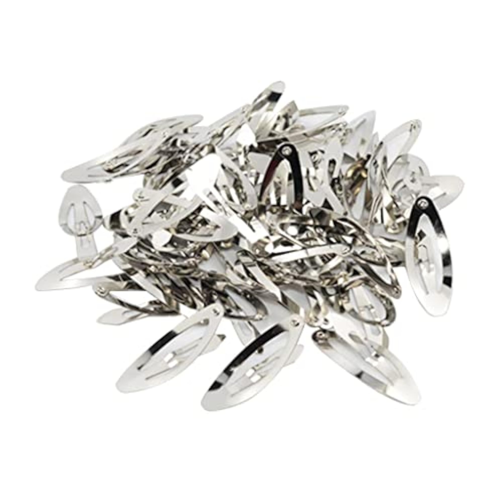 50pcs Rounded Snap Clip Oval Silver Metal Hair Bow Barrettes
